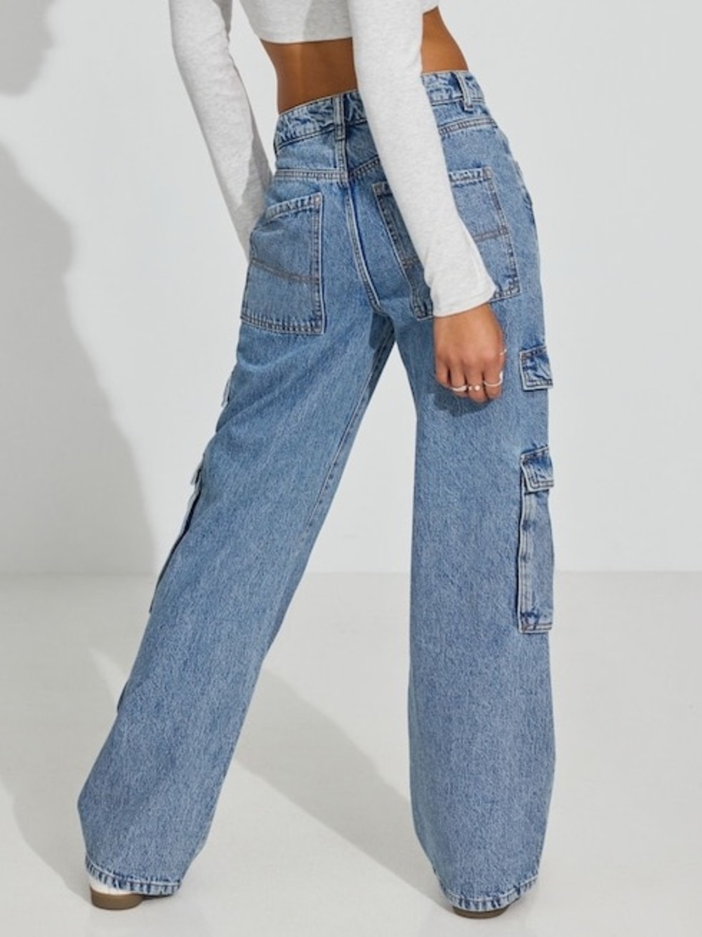 Garage Women's Light Blue Cargo Denim Jeans - Picture 2 of 5